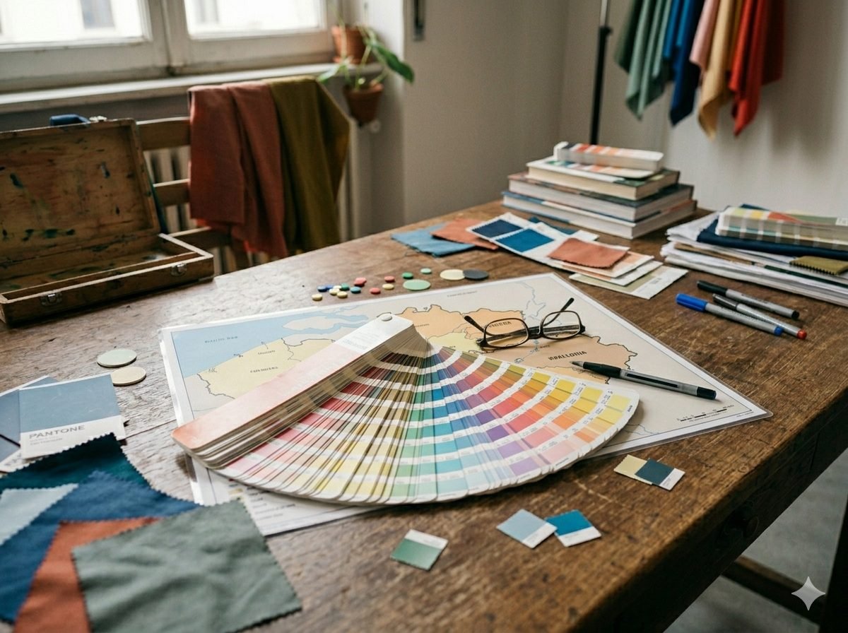 Test du draping avec tissus colorés pour identifier la saison colorimétrique d'une personne