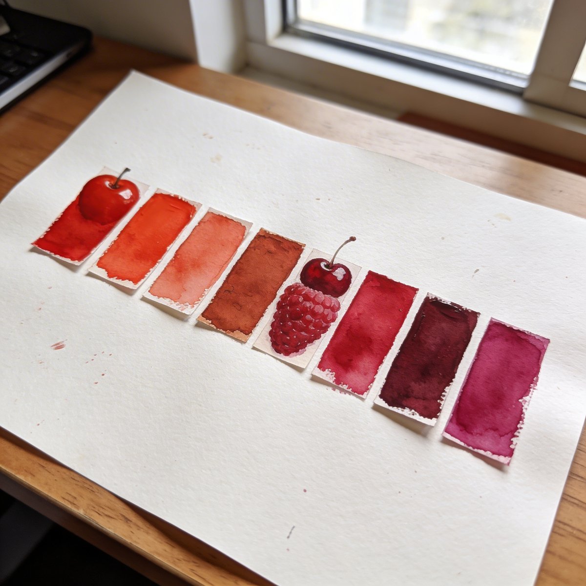 Palette montrant les variations chaudes et froides d'une même couleur rouge