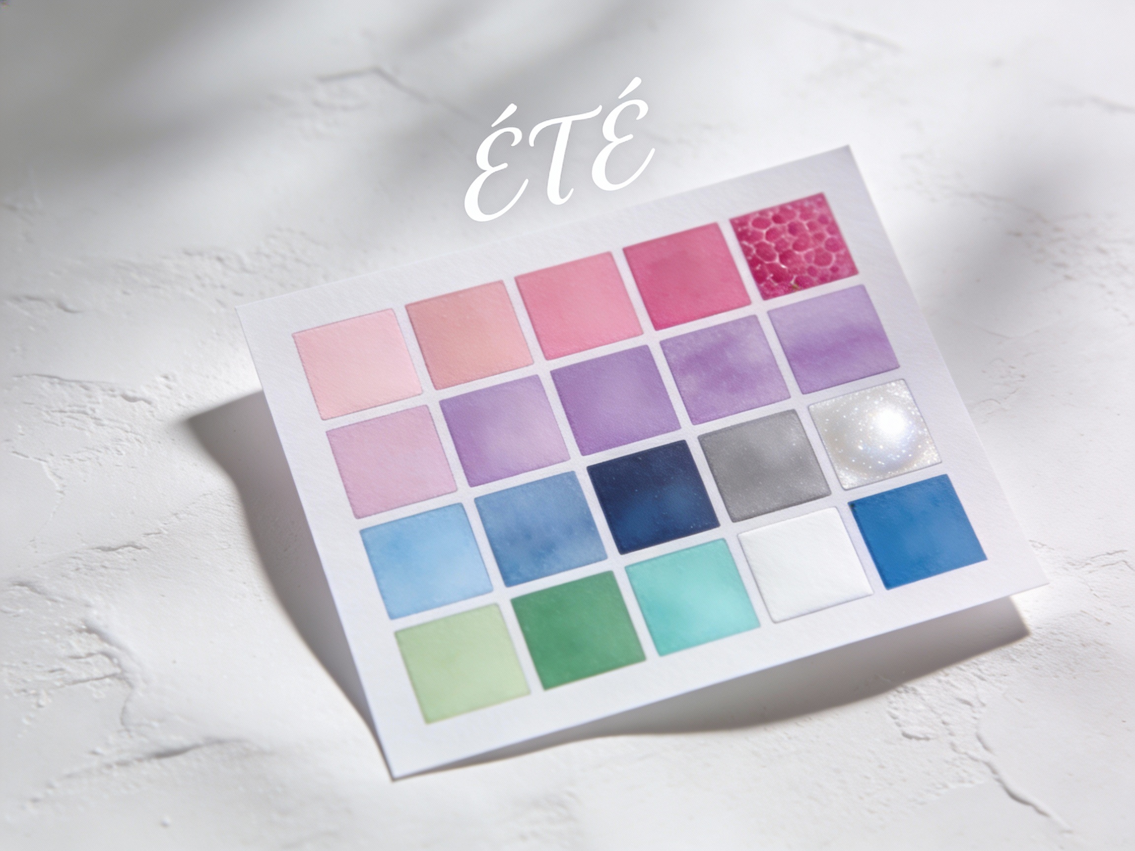 Palette colorimétrique Été — couleurs froides, claires et douces